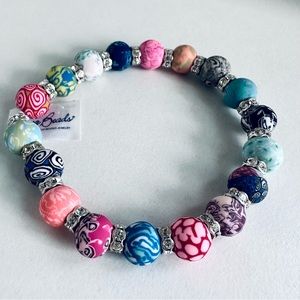 VivaBeads Chunky Handmade Beads Stretch Bracelet NWT